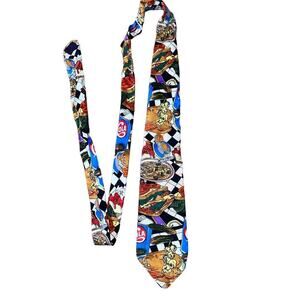 Neck Tie Cola restaurant food pizza popcorn pickle Novelty men's red/black/blue